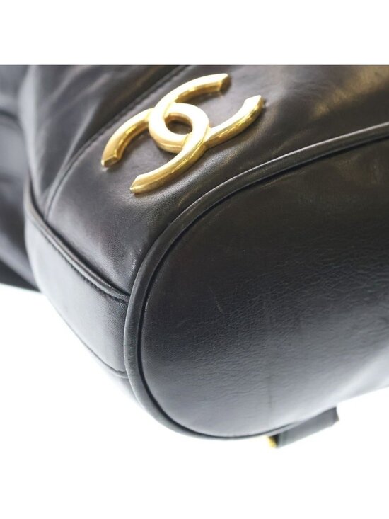 Chanel Vintage Triple CC Logo GD Backpack Black Gold main image 5
